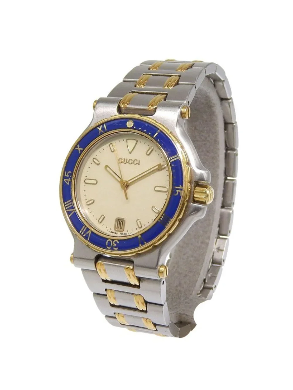 Gucci Stainless Steel Gold Plated Quartz Analog Display Ivory Dial Watch